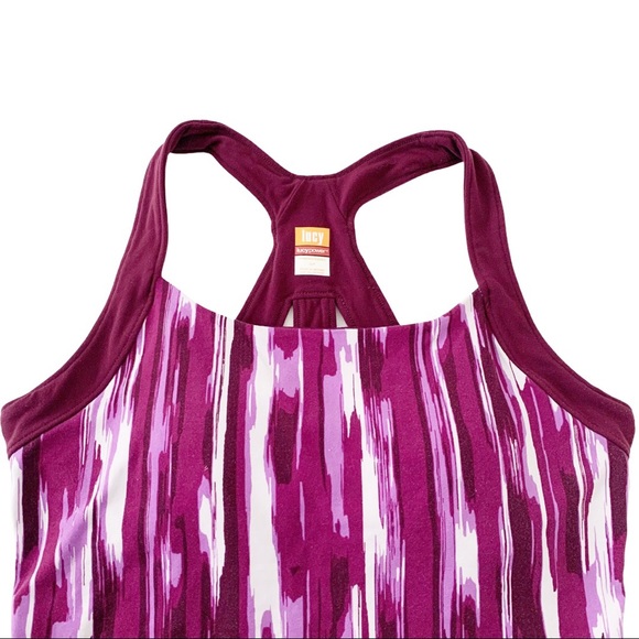 Lucy Power Cross Strap Sport Bra Tank Purple Print - Picture 4 of 16